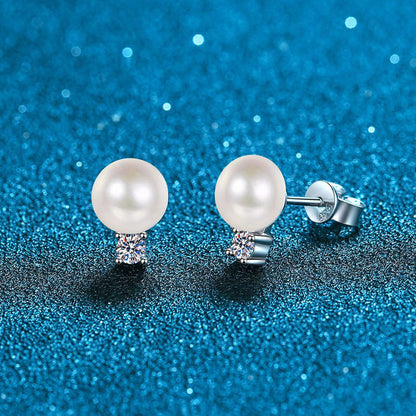 [Sophire]ELEGANT NATURAL PEARL & MOISSANITE DROP EARRINGS