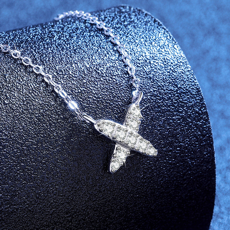 [Sophire]MODERN X-SHAPE PAVÉ MOISSANITE NECKLACE