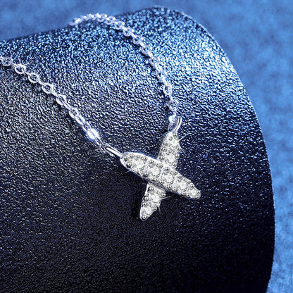 [Sophire]MODERN X-SHAPE PAVÉ MOISSANITE NECKLACE