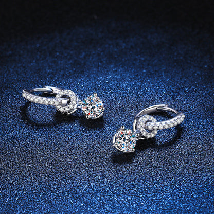 [Sophire]INTERLOCKING DOUBLE RING MOISSANITE DROP EARRINGS