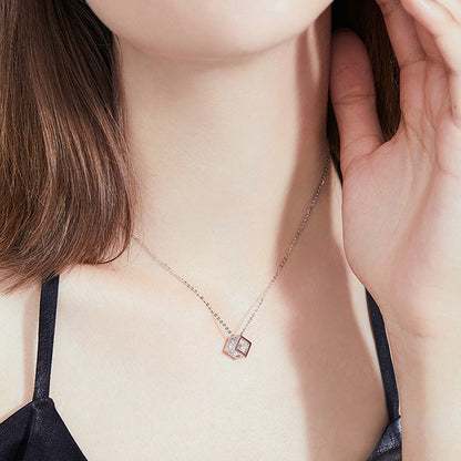 [Sophire]GEOMETRIC SUGAR-CUBE MOISSANITE NECKLACE