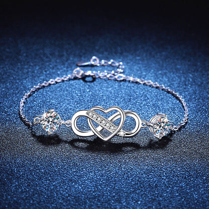 [Sophire]DOUBLE-STONE "LOVE LINK" MOISSANITE BRACELET