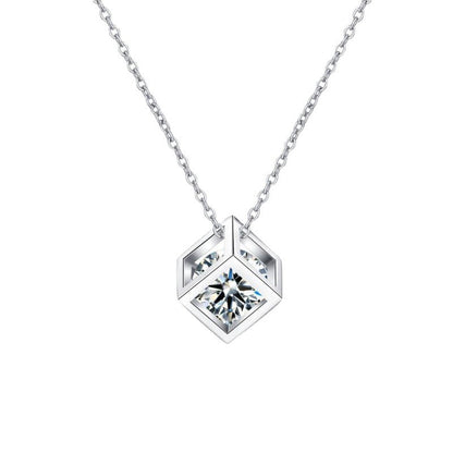 [Sophire]GEOMETRIC SUGAR-CUBE MOISSANITE NECKLACE