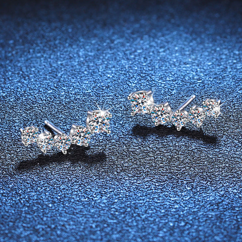 [Sophire]SPARKLING SMILE ARC MOISSANITE STUD EARRINGS