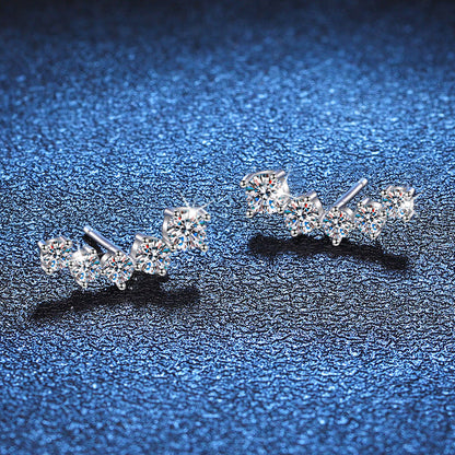 [Sophire]SPARKLING SMILE ARC MOISSANITE STUD EARRINGS