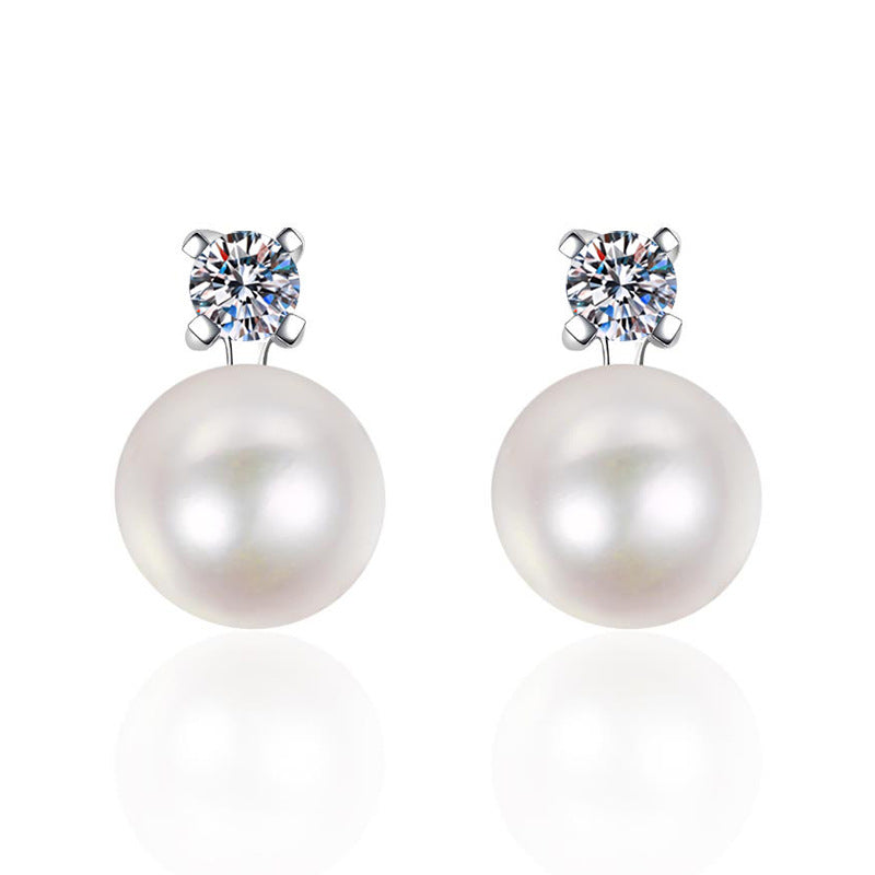 [Sophire]ELEGANT NATURAL PEARL & MOISSANITE DROP EARRINGS