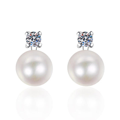 [Sophire]ELEGANT NATURAL PEARL & MOISSANITE DROP EARRINGS