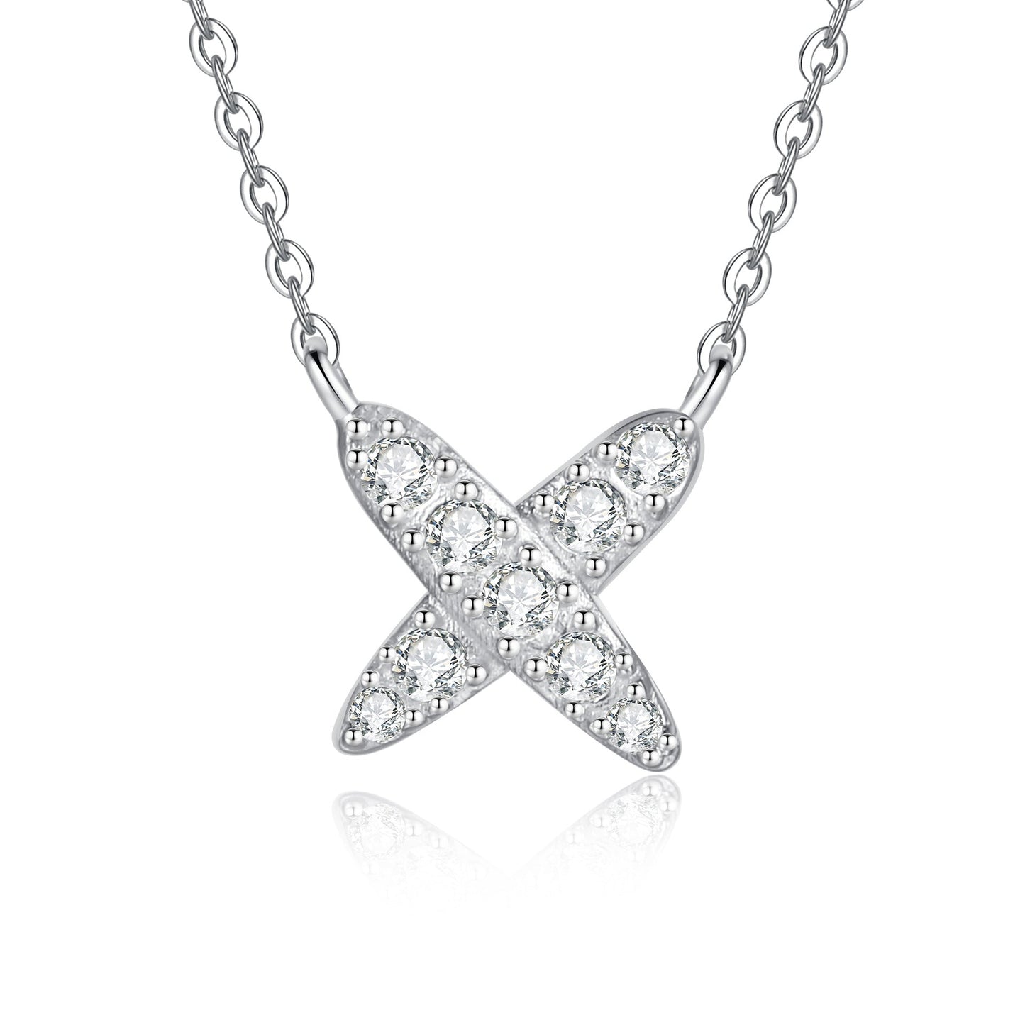 [Sophire]MODERN X-SHAPE PAVÉ MOISSANITE NECKLACE