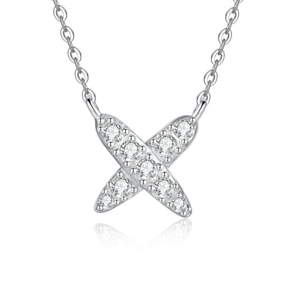 [Sophire]MODERN X-SHAPE PAVÉ MOISSANITE NECKLACE