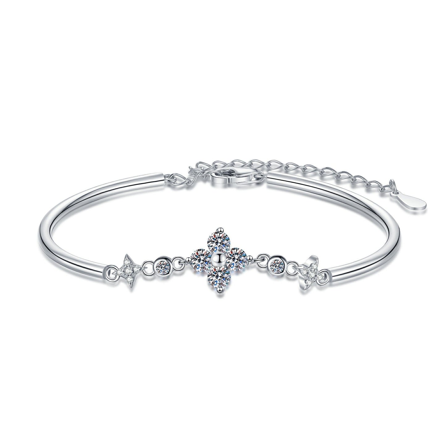 [Sophire]CLOVER & TWIN-STAR MOISSANITE BRACELET
