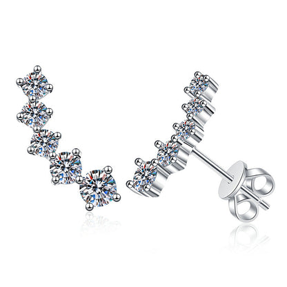 [Sophire]SPARKLING SMILE ARC MOISSANITE STUD EARRINGS