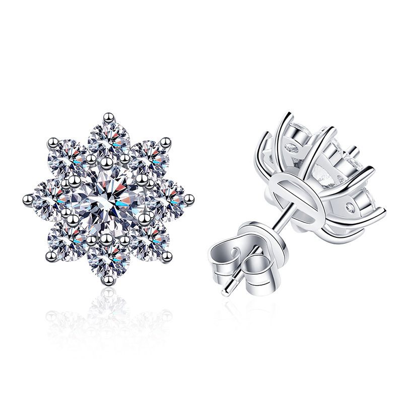 [Sophire]RADIANT SUNFLOWER MOISSANITE STUD EARRINGS