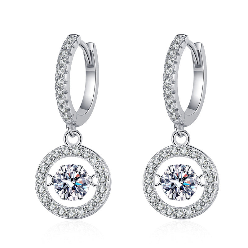 [Sophire]DANCING MOISSANITE HALO DROP HOOP EARRINGS