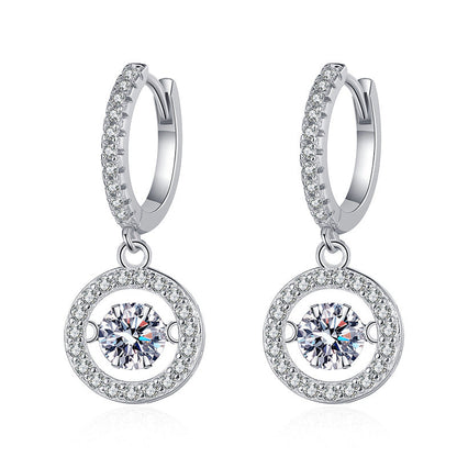 [Sophire]DANCING MOISSANITE HALO DROP HOOP EARRINGS