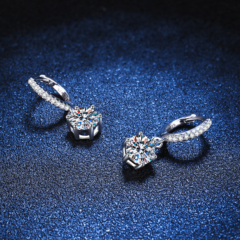 [Sophire]CLASSIC 6-PRONG MOISSANITE DROP EARRINGS