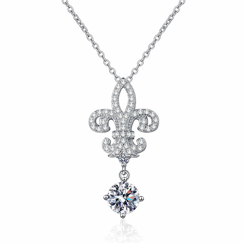 [Sophire]ROYAL FLEUR-DE-LIS MOISSANITE PENDANT NECKLACE