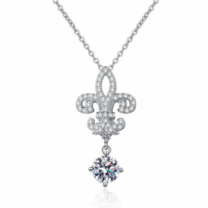 [Sophire]ROYAL FLEUR-DE-LIS MOISSANITE PENDANT NECKLACE