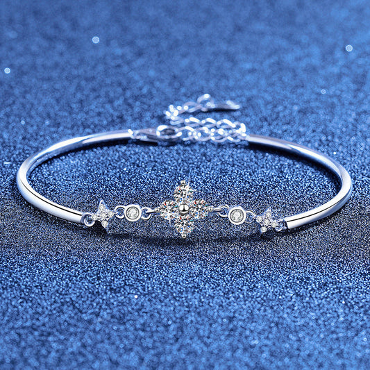 [Sophire]CLOVER & TWIN-STAR MOISSANITE BRACELET