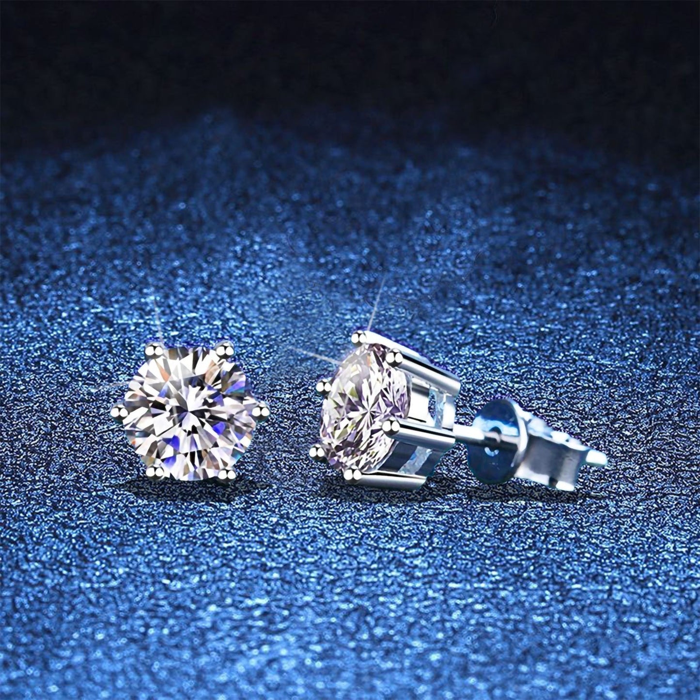 [Sophire]SIX-PRONG MOISSANITE EARRINGS