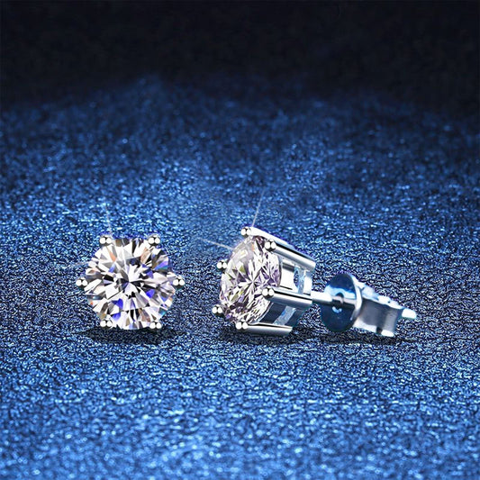 [Sophire]SIX-PRONG MOISSANITE EARRINGS