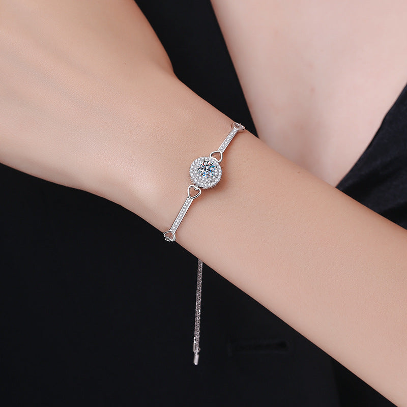 [Sophire]INTERLOCKING HEART & CIRCLE MOISSANITE BRACELET