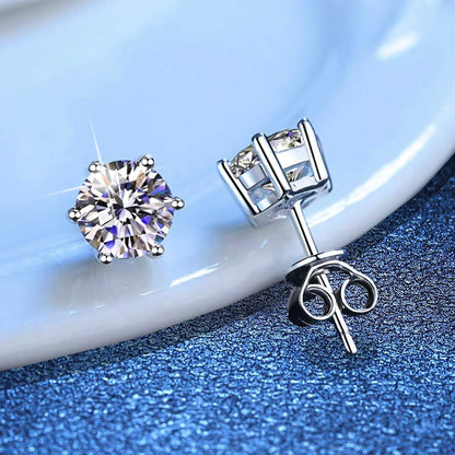 [Sophire]SIX-PRONG MOISSANITE EARRINGS