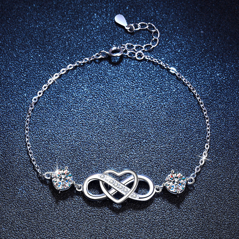 [Sophire]DOUBLE-STONE "LOVE LINK" MOISSANITE BRACELET