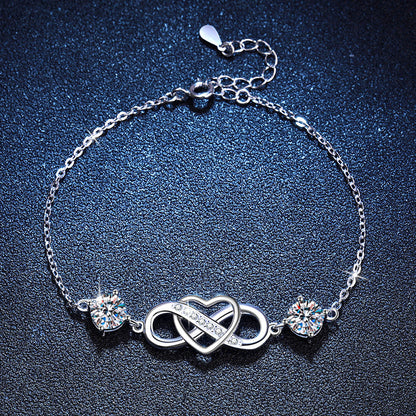 [Sophire]DOUBLE-STONE "LOVE LINK" MOISSANITE BRACELET