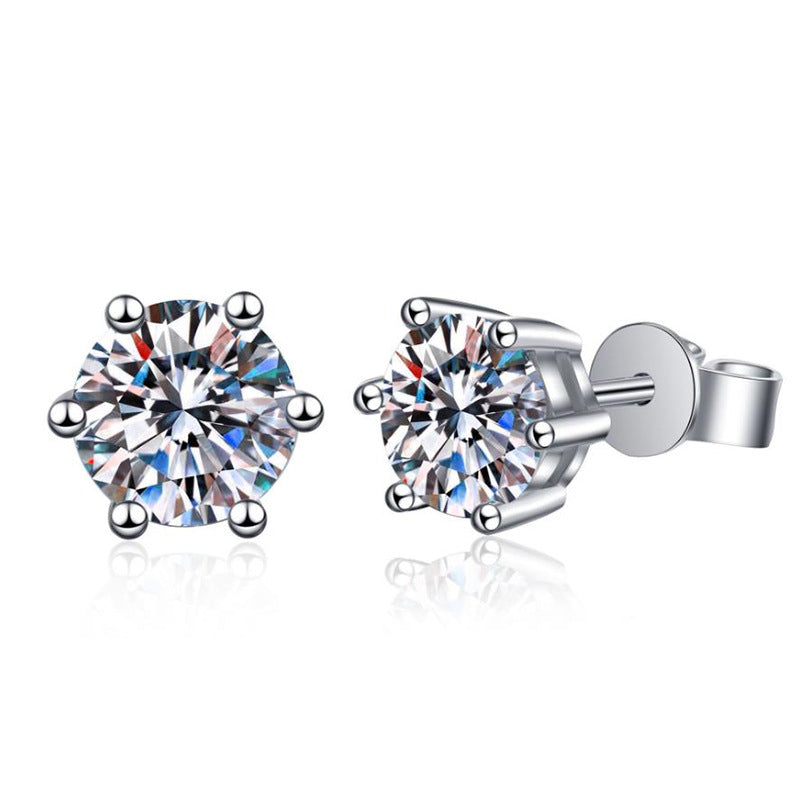 [Sophire]SIX-PRONG MOISSANITE EARRINGS