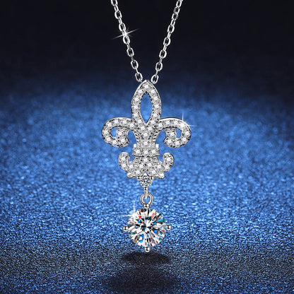 [Sophire]ROYAL FLEUR-DE-LIS MOISSANITE PENDANT NECKLACE