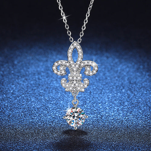[Sophire]ROYAL FLEUR-DE-LIS MOISSANITE PENDANT NECKLACE