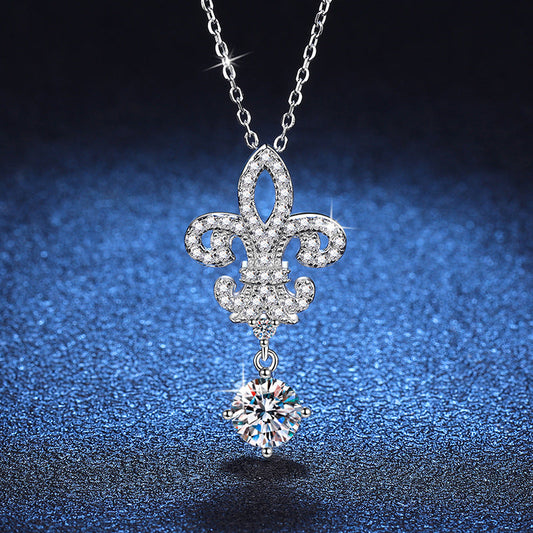 [Sophire]ROYAL FLEUR-DE-LIS MOISSANITE PENDANT NECKLACE