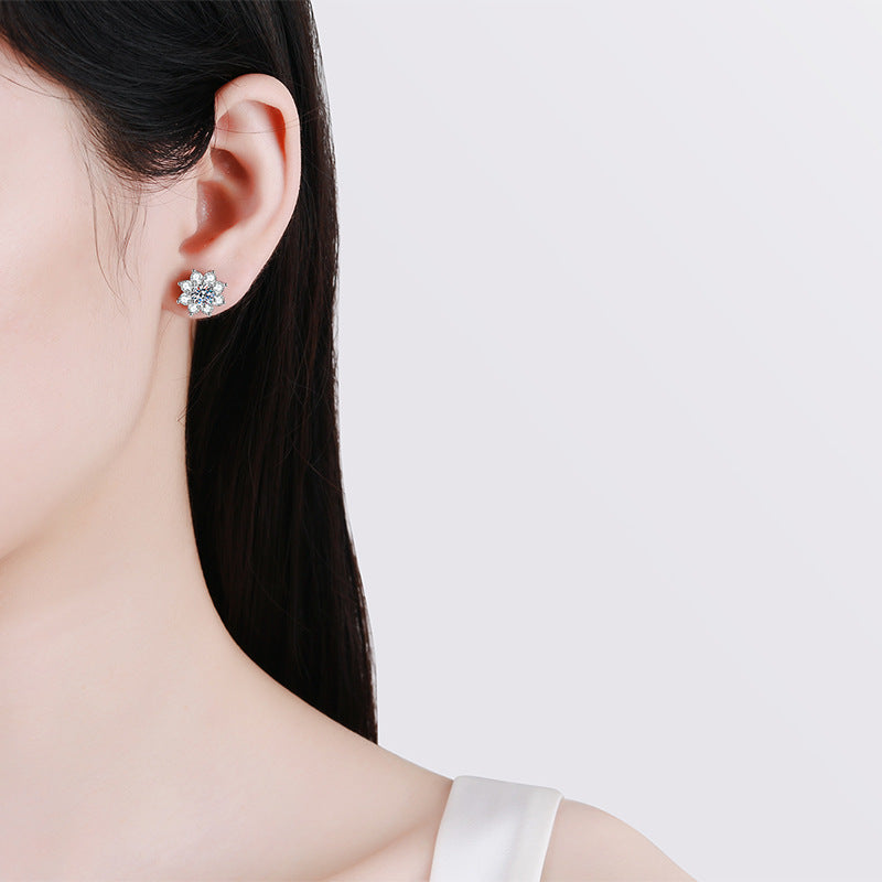 [Sophire]RADIANT SUNFLOWER MOISSANITE STUD EARRINGS