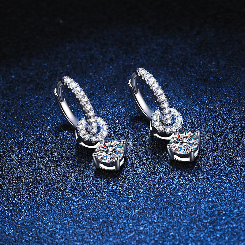 [Sophire]INTERLOCKING DOUBLE RING MOISSANITE DROP EARRINGS