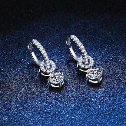 [Sophire]INTERLOCKING DOUBLE RING MOISSANITE DROP EARRINGS
