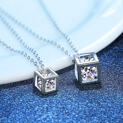 [Sophire]GEOMETRIC SUGAR-CUBE MOISSANITE NECKLACE