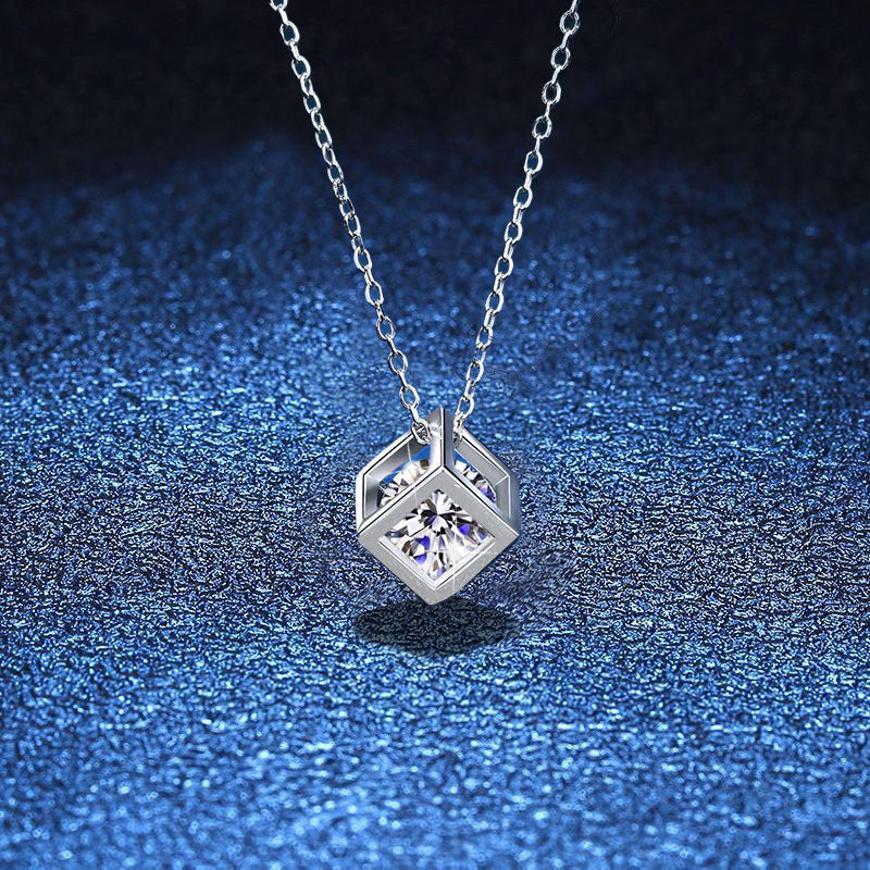[Sophire]GEOMETRIC SUGAR-CUBE MOISSANITE NECKLACE