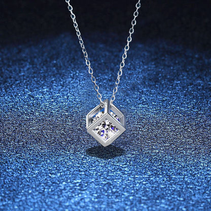 [Sophire]GEOMETRIC SUGAR-CUBE MOISSANITE NECKLACE