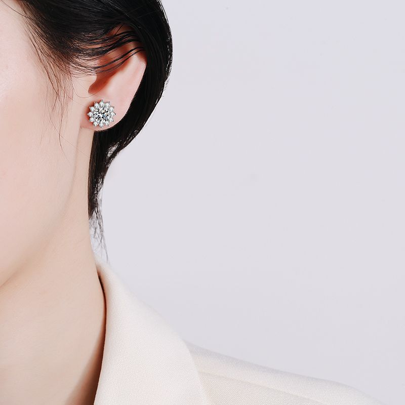 [Sophire]BLOOMING SUNFLOWER MOISSANITE STUD EARRINGS