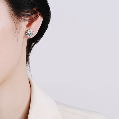 [Sophire]BLOOMING SUNFLOWER MOISSANITE STUD EARRINGS