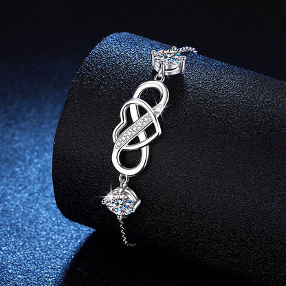 [Sophire]DOUBLE-STONE "LOVE LINK" MOISSANITE BRACELET