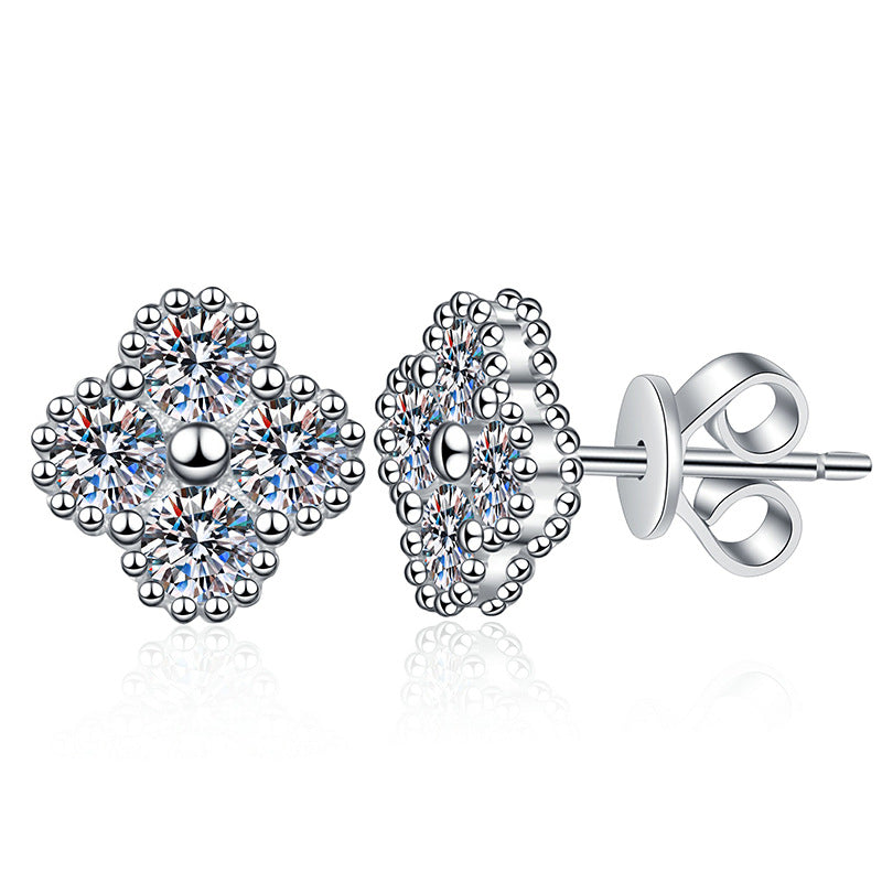 [Sophire]ELEGANT FOUR-LEAF CLOVER MOISSANITE STUD EARRINGS