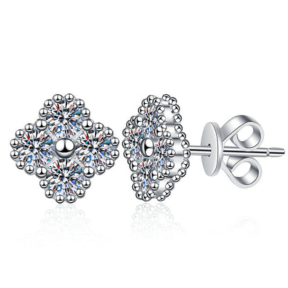 [Sophire]ELEGANT FOUR-LEAF CLOVER MOISSANITE STUD EARRINGS