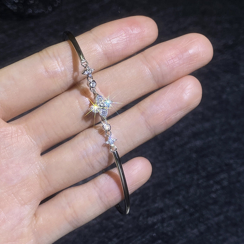 [Sophire]CLOVER & TWIN-STAR MOISSANITE BRACELET