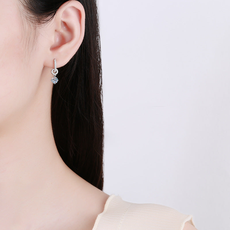 [Sophire]INTERLOCKING DOUBLE RING MOISSANITE DROP EARRINGS