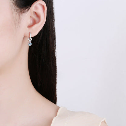 [Sophire]INTERLOCKING DOUBLE RING MOISSANITE DROP EARRINGS