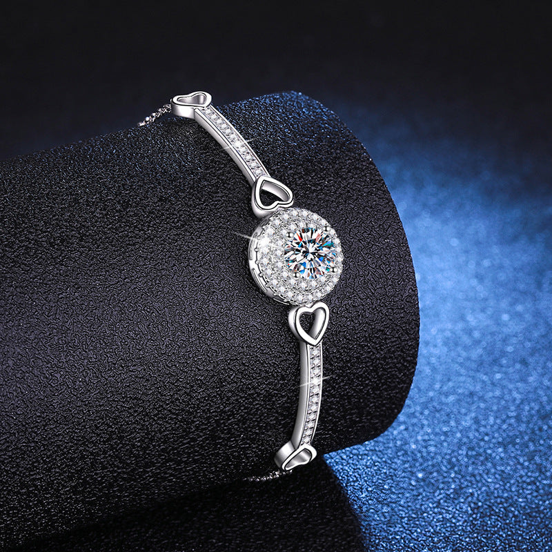 [Sophire]INTERLOCKING HEART & CIRCLE MOISSANITE BRACELET