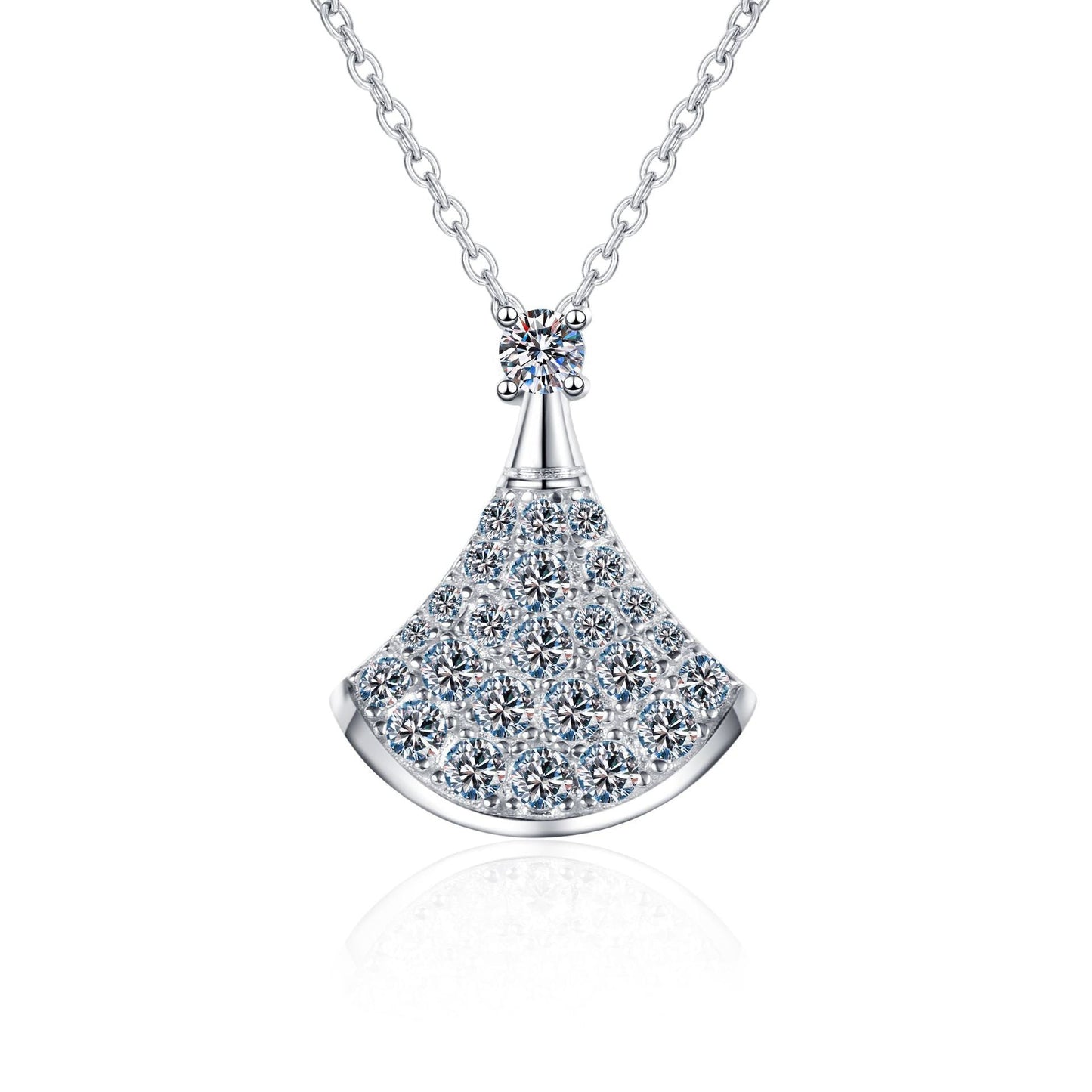 [Sophire]ELEGANT FAN-SHAPED MOISSANITE PENDANT NECKLACE