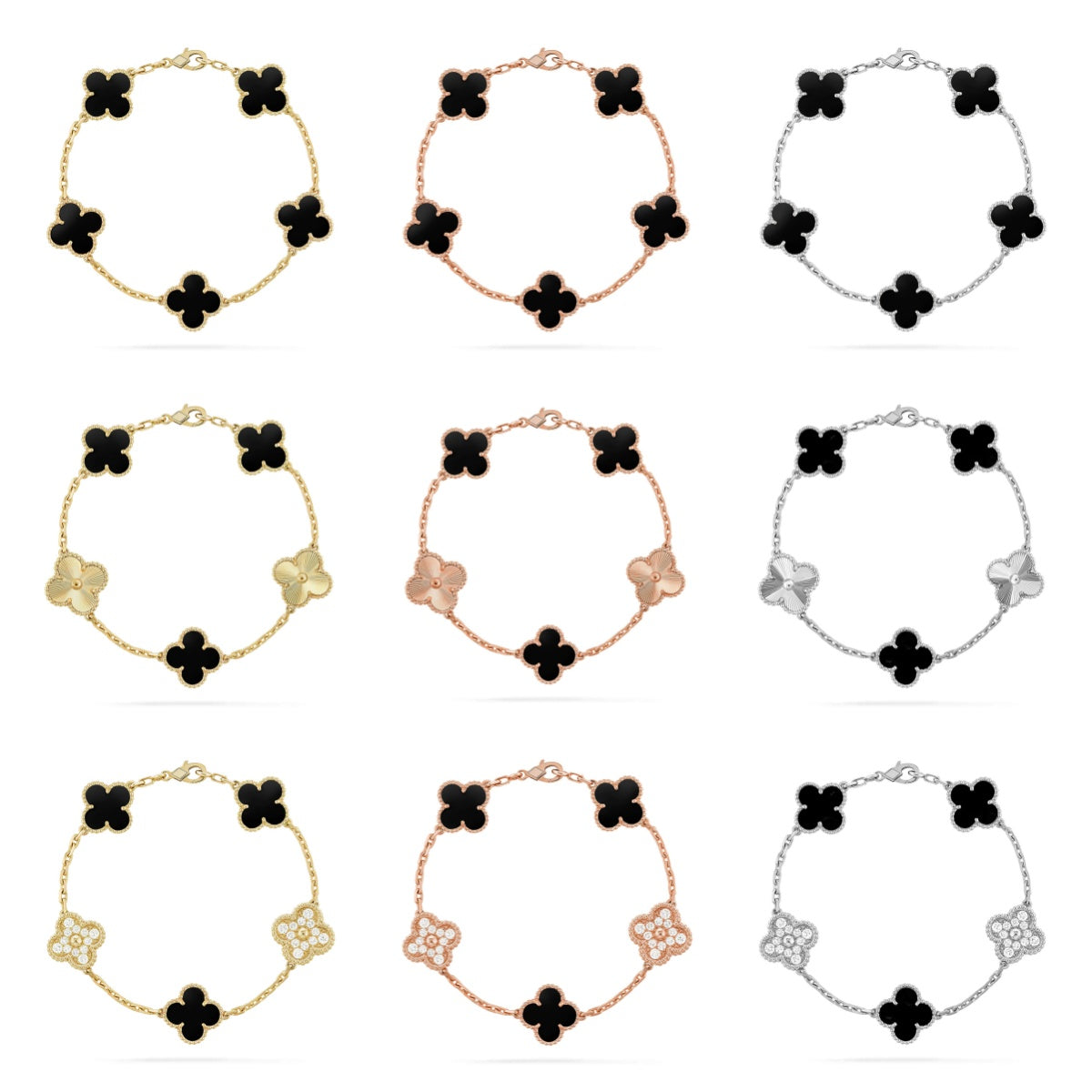 [Sophire Jewelry ] CLOVER 5 MOTIF ONYXS BRACELET COLLECTION