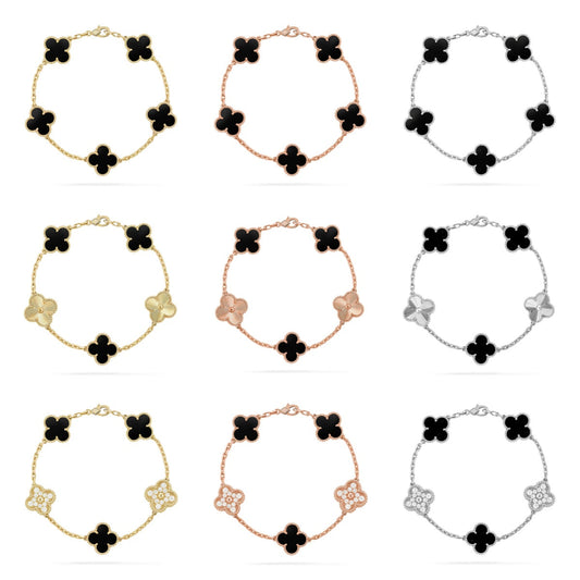 [Sophire Jewelry ] CLOVER 5 MOTIF ONYXS BRACELET COLLECTION
